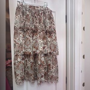 Chelsea & Violet Brown Cream Bubble Midi Skirt